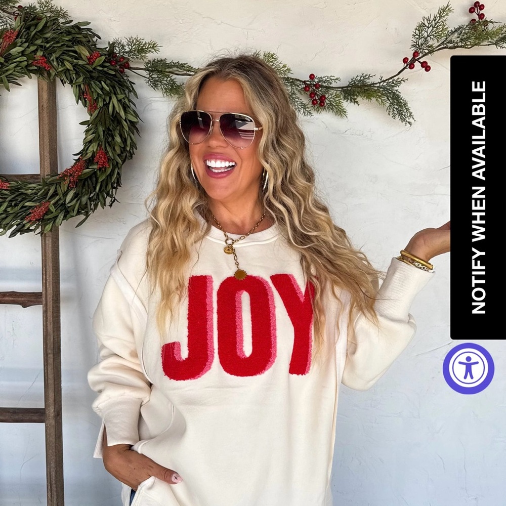 Blakeley Cream Sweatshirt with Red 'JOY' - Picture 2 of 3
